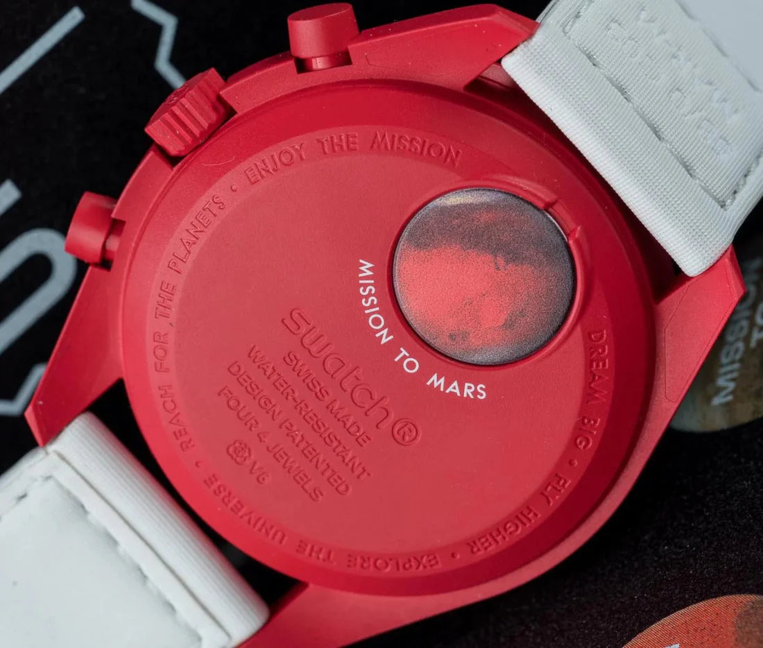 Swatch x Omega White Dial & Red Case/White Strap Mission to Mercury OG-1025