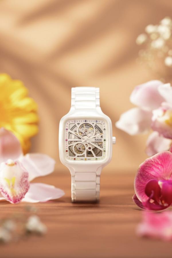 Rad_o true square automatic ceramic- white-silver rainbow