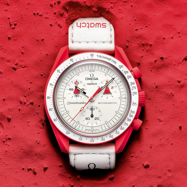Swatch x Omega White Dial & Red Case/White Strap Mission to Mercury OG-1025