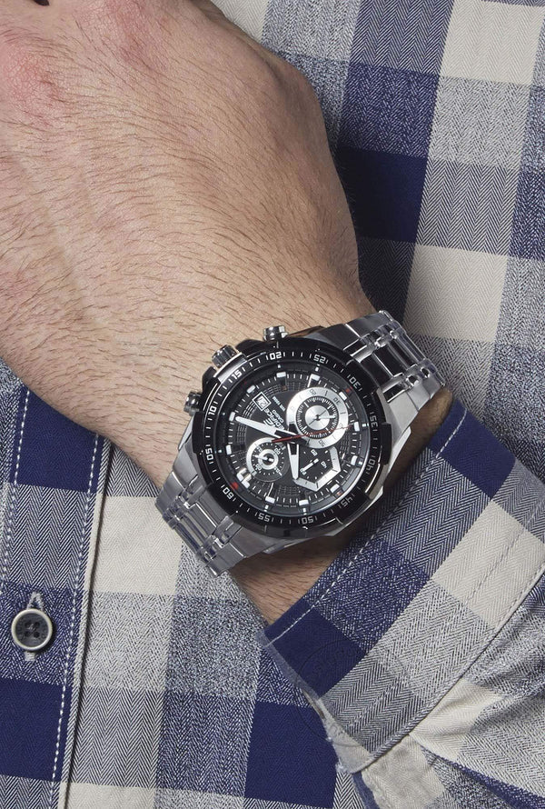 Edifice Silver Black Metal Watch