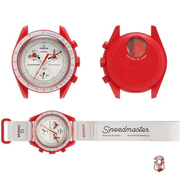 Swatch x Omega White Dial & Red Case/White Strap Mission to Mercury OG-1025