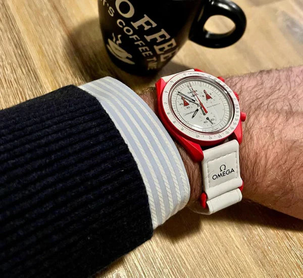Swatch x Omega White Dial & Red Case/White Strap Mission to Mercury OG-1025