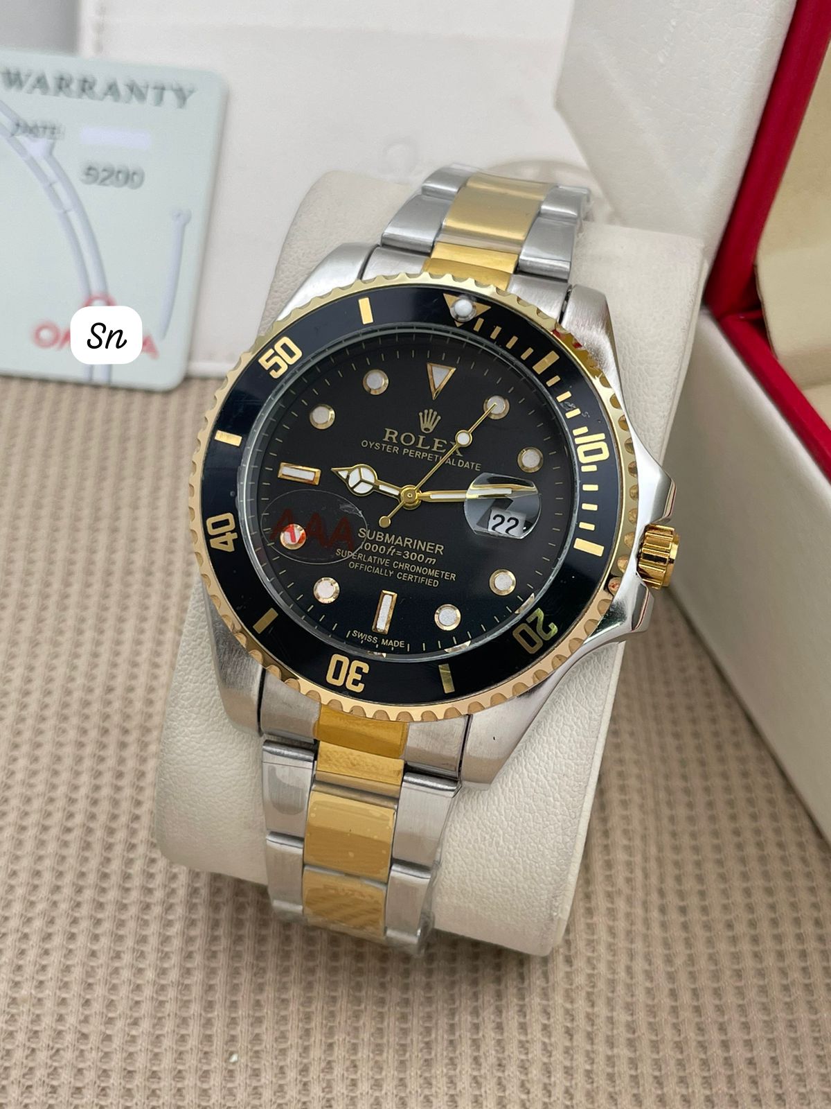 Rolex Silver Gold Black Metal Watch