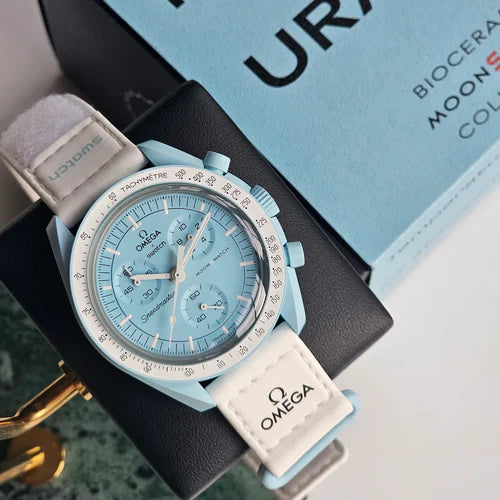 Swatch x Omega Blue Dial/White Strap Mission to Mercury OG-1027