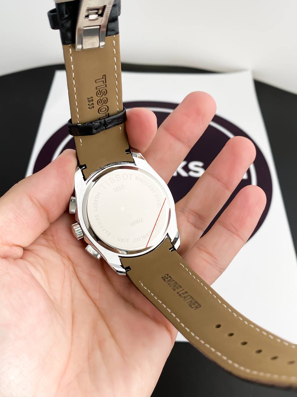 SILVER BLACK LEATHER BELT WATCH TW1853