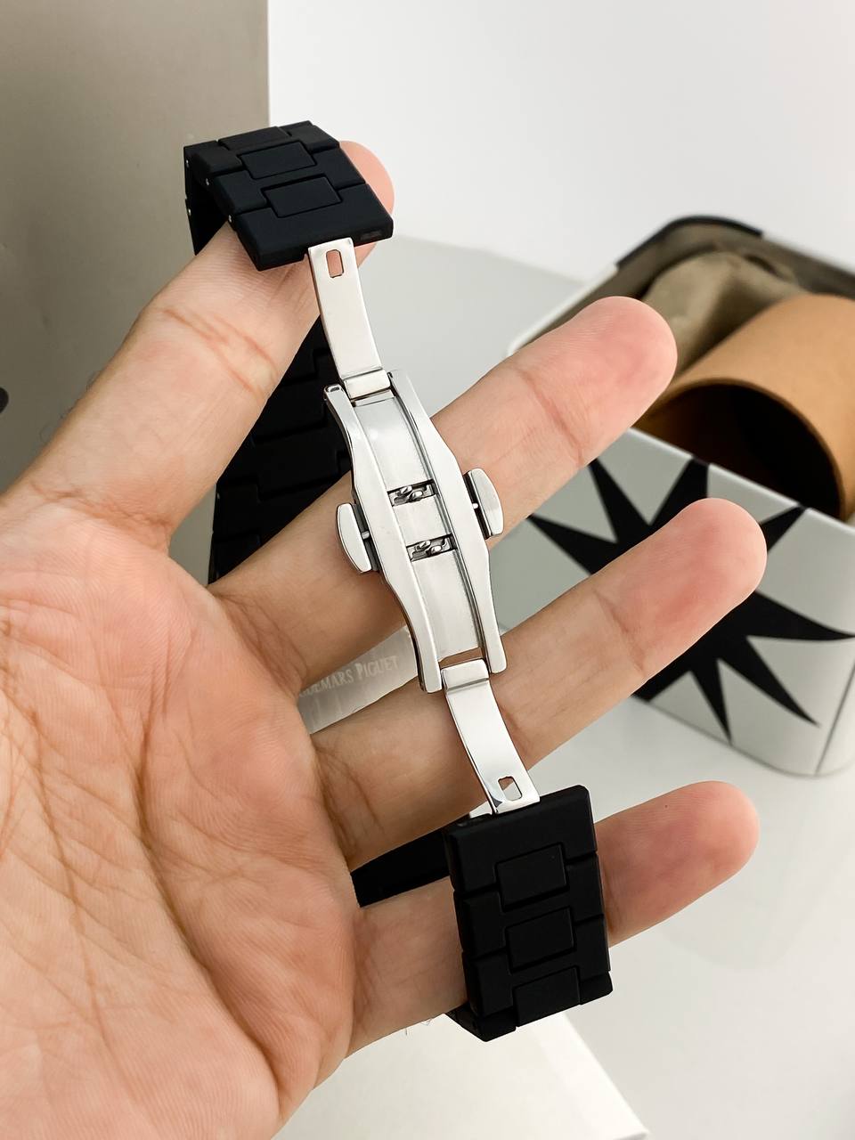 Arabic Aura Black Grey Silicone Watch