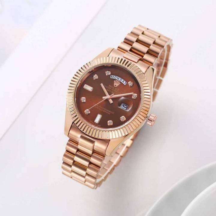Day Date Rose Gold Brown Watch RW0321