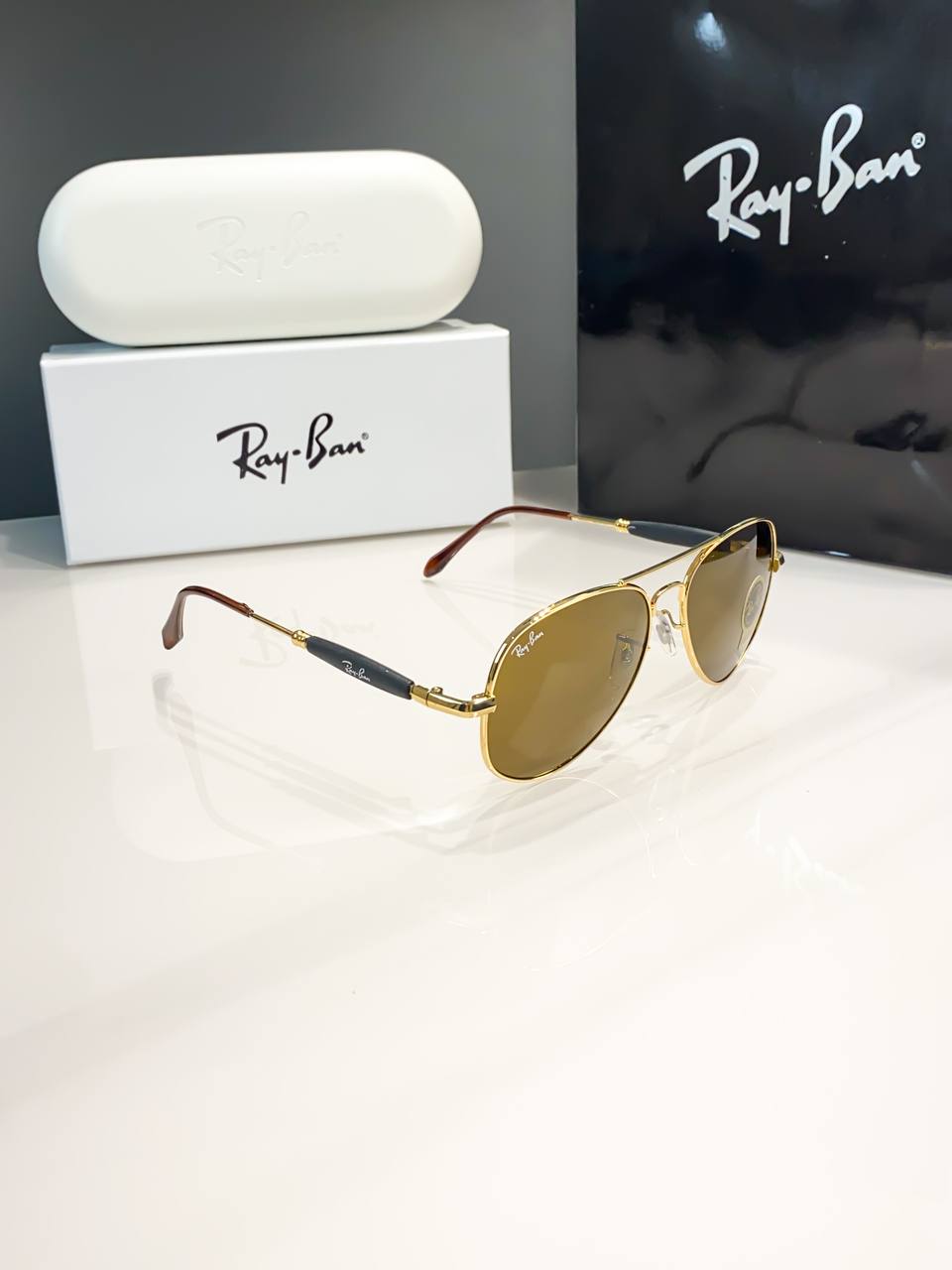 Rayban Gold Brown Sunglass