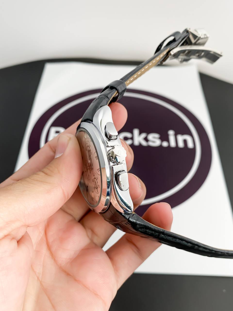 SILVER BLACK LEATHER BELT WATCH TW1853