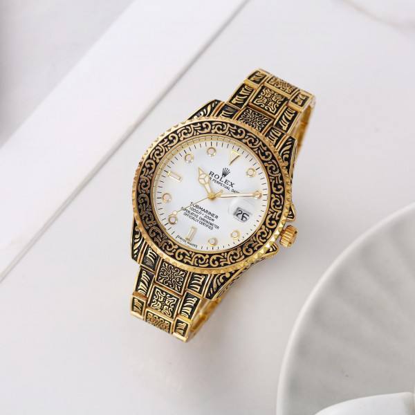 Gold White Rajwadi Date watch RW0321
