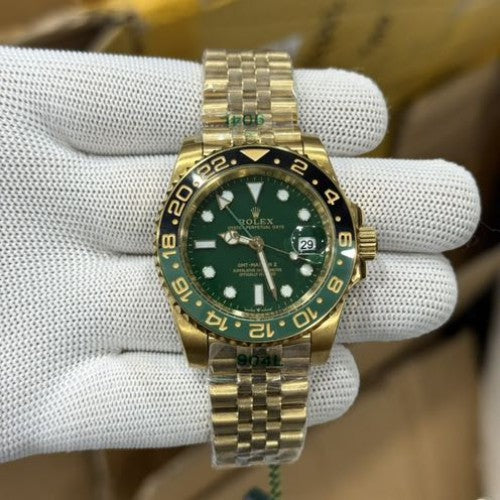 Rolexx GMT Master Gold Green Jubilee Belt