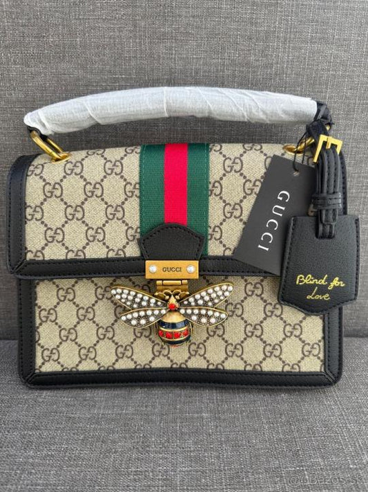 Gucci_Bee_Queen_Black_Handbag_With_Dust_Cover_&_Carry_Bag_(476533)_Black(LB)