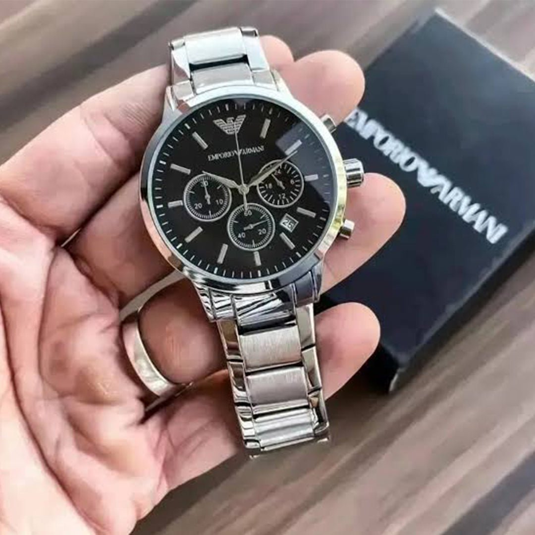 Armani Ar2453 Silver Black Dial Metal