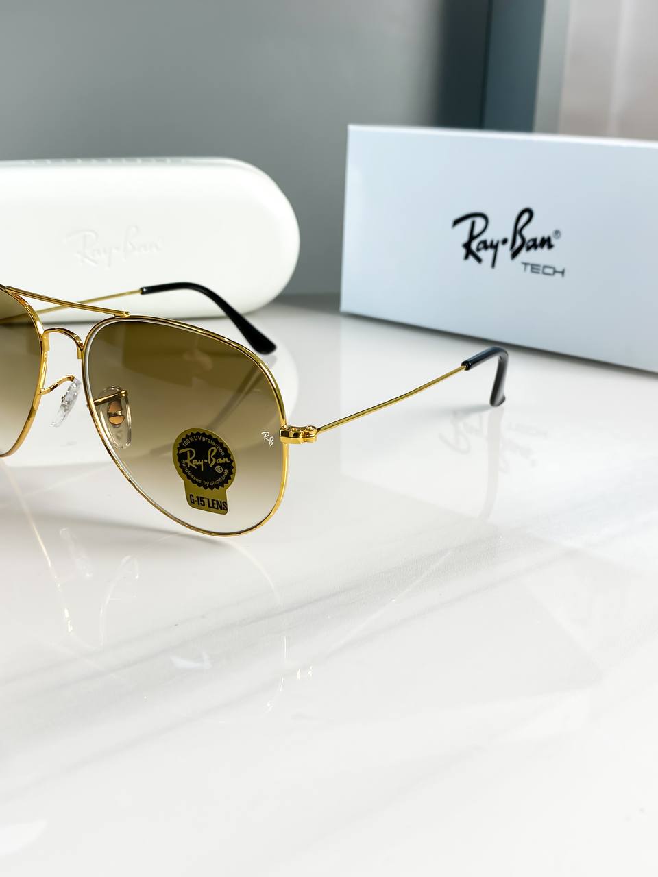 Rayban Gold Brown Sunglass