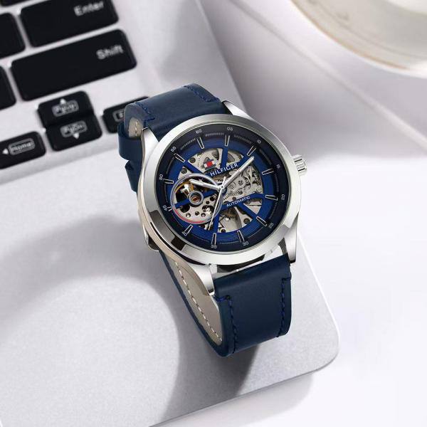 Tommy Automatic Silver Blue Leather Watch