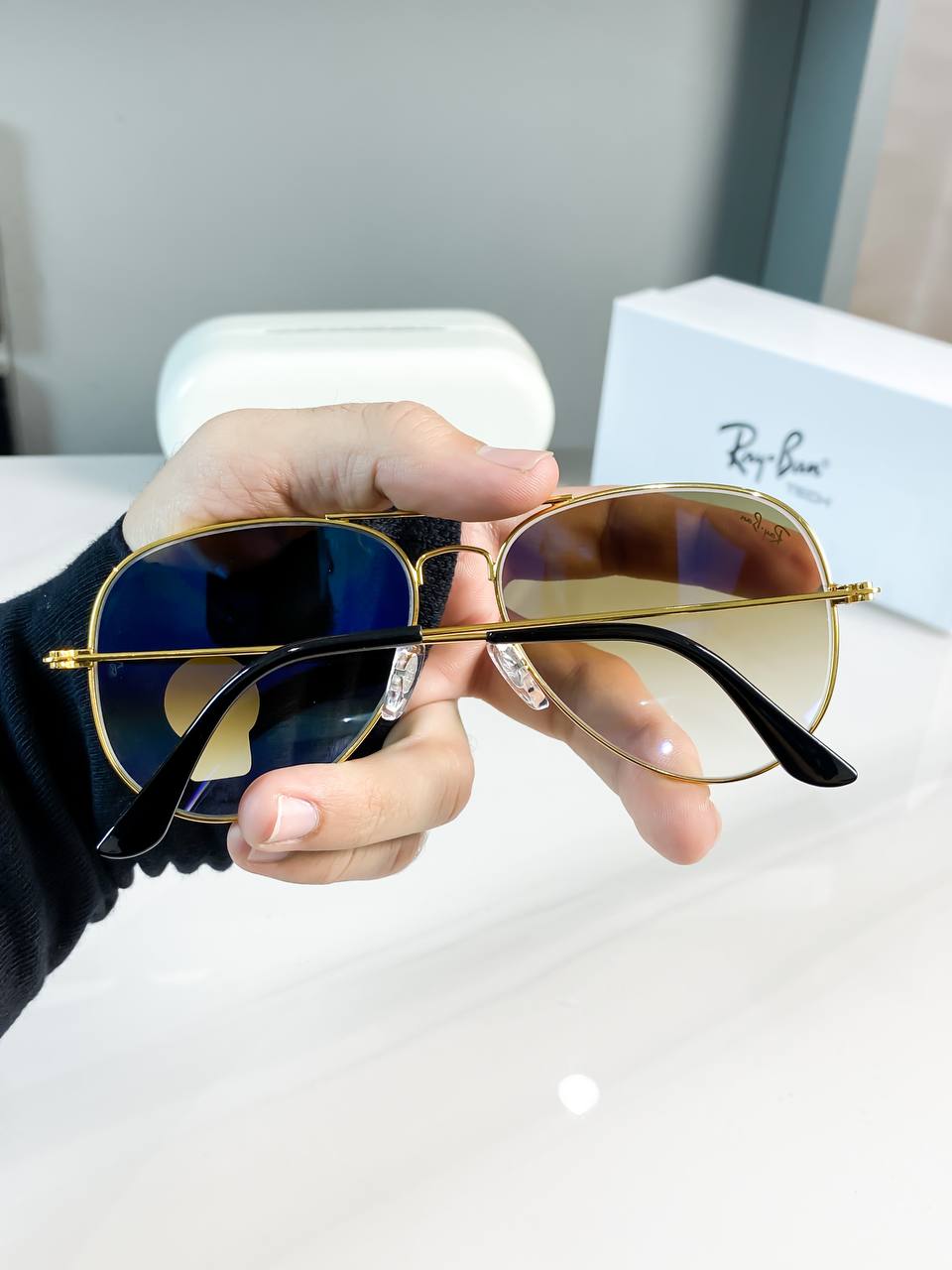 Rayban Gold Brown Sunglass