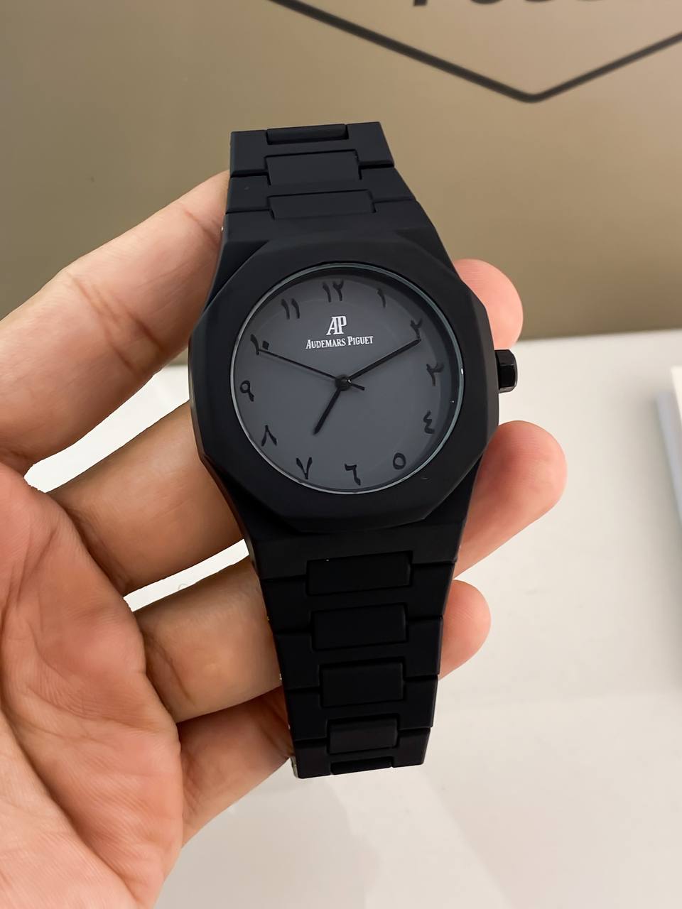 Arabic Aura Black Grey Silicone Watch