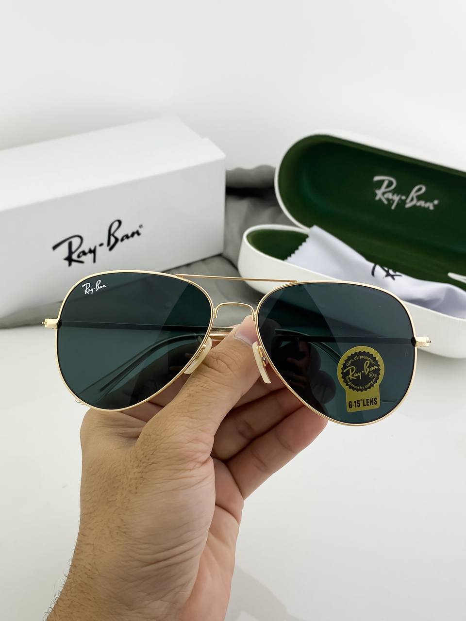 Rayban Gold Black Sunglass