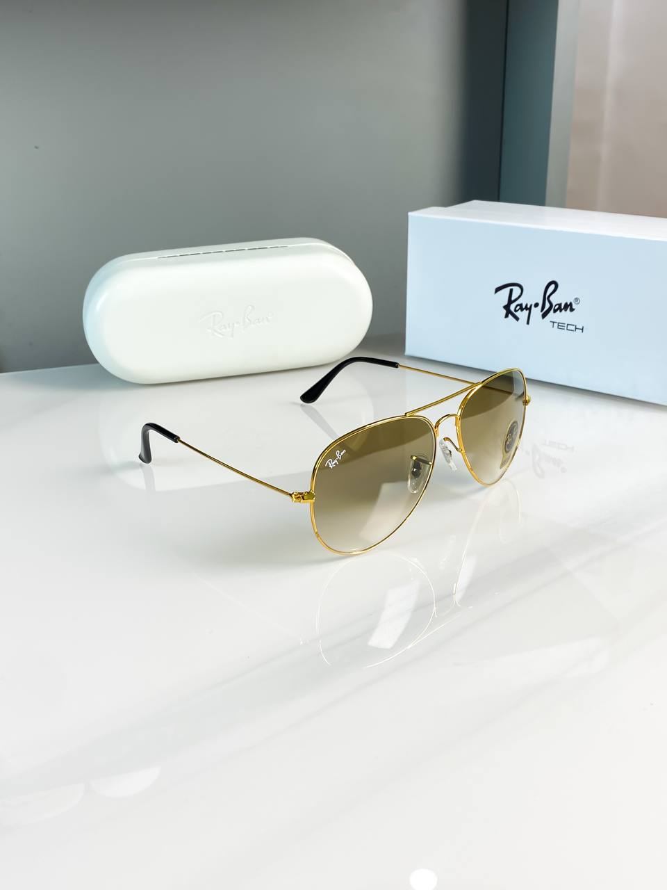 Rayban Gold Brown Sunglass