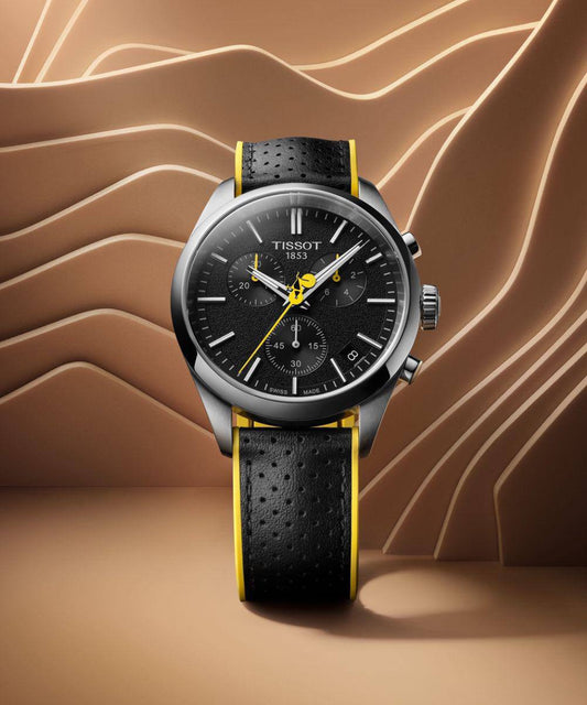 Silver Black Yellow Watch For Men