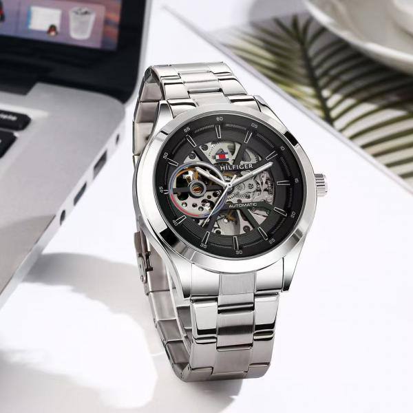 Tommy Automatic Silver Black Watch