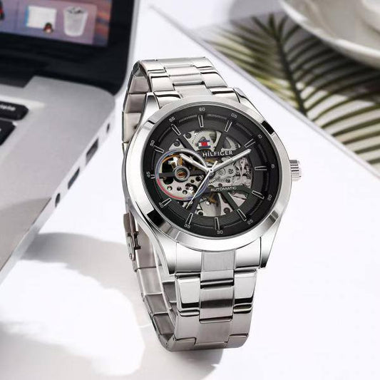 Tommy Automatic Silver Black Watch