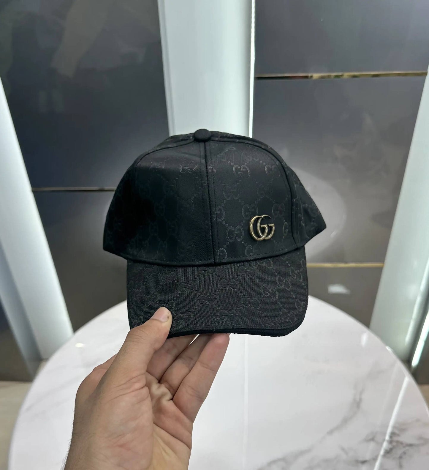 Guccii Black Monogram Premium Imported Cap