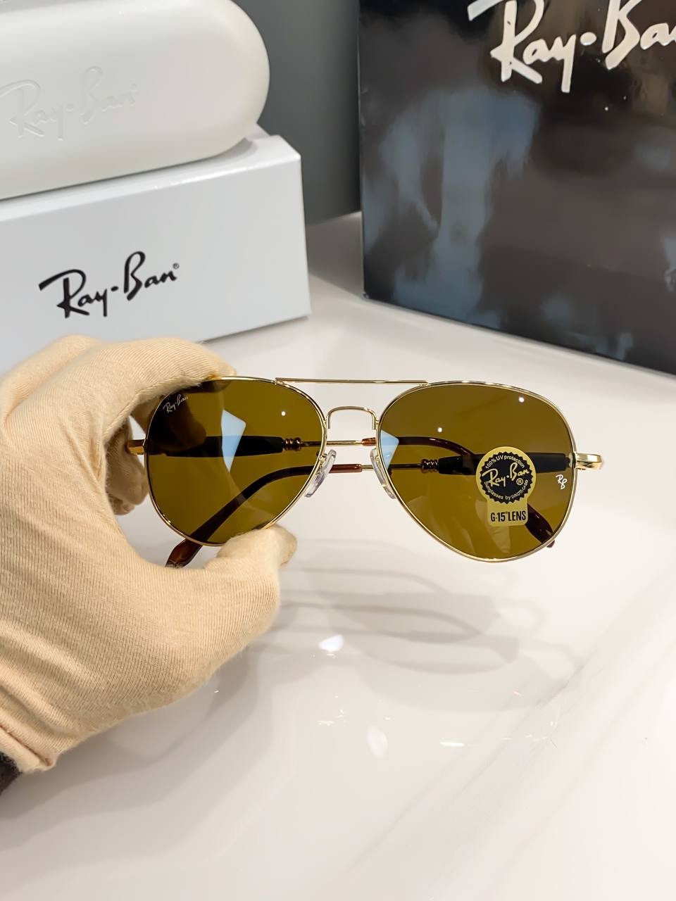 Rayban Gold Brown Sunglass