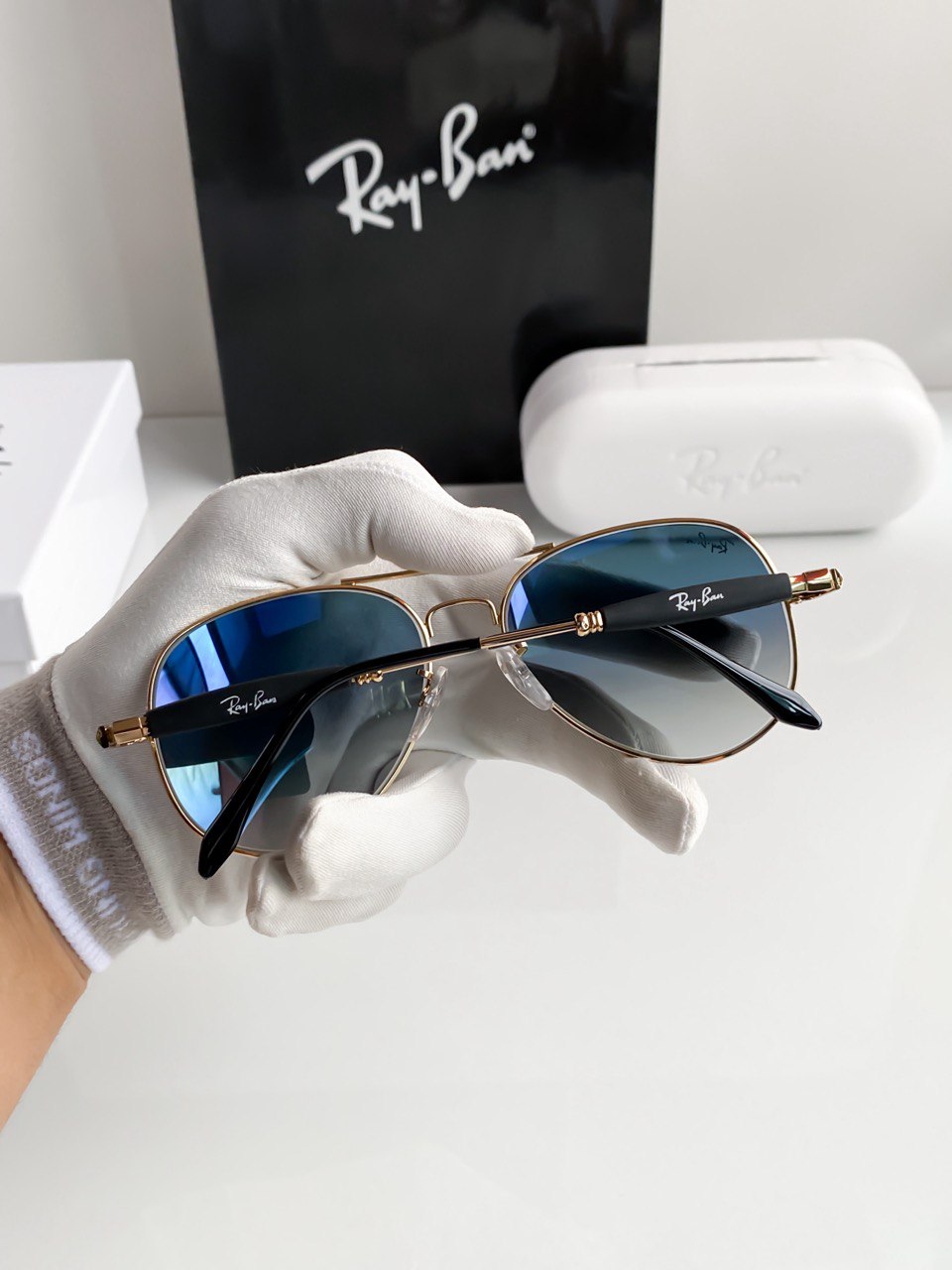 Aviator Gold Blue Shade Sunglass