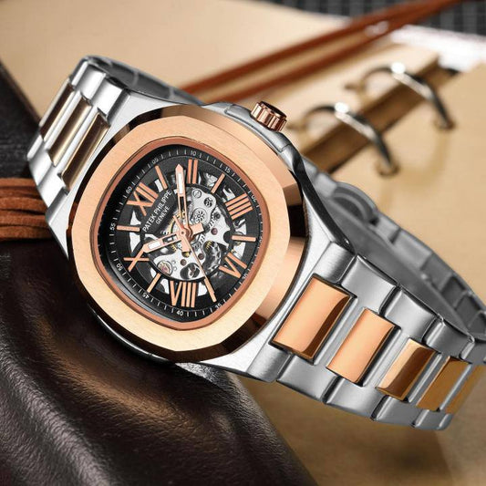 Patek Skeleton Automatic Copper Black Watch