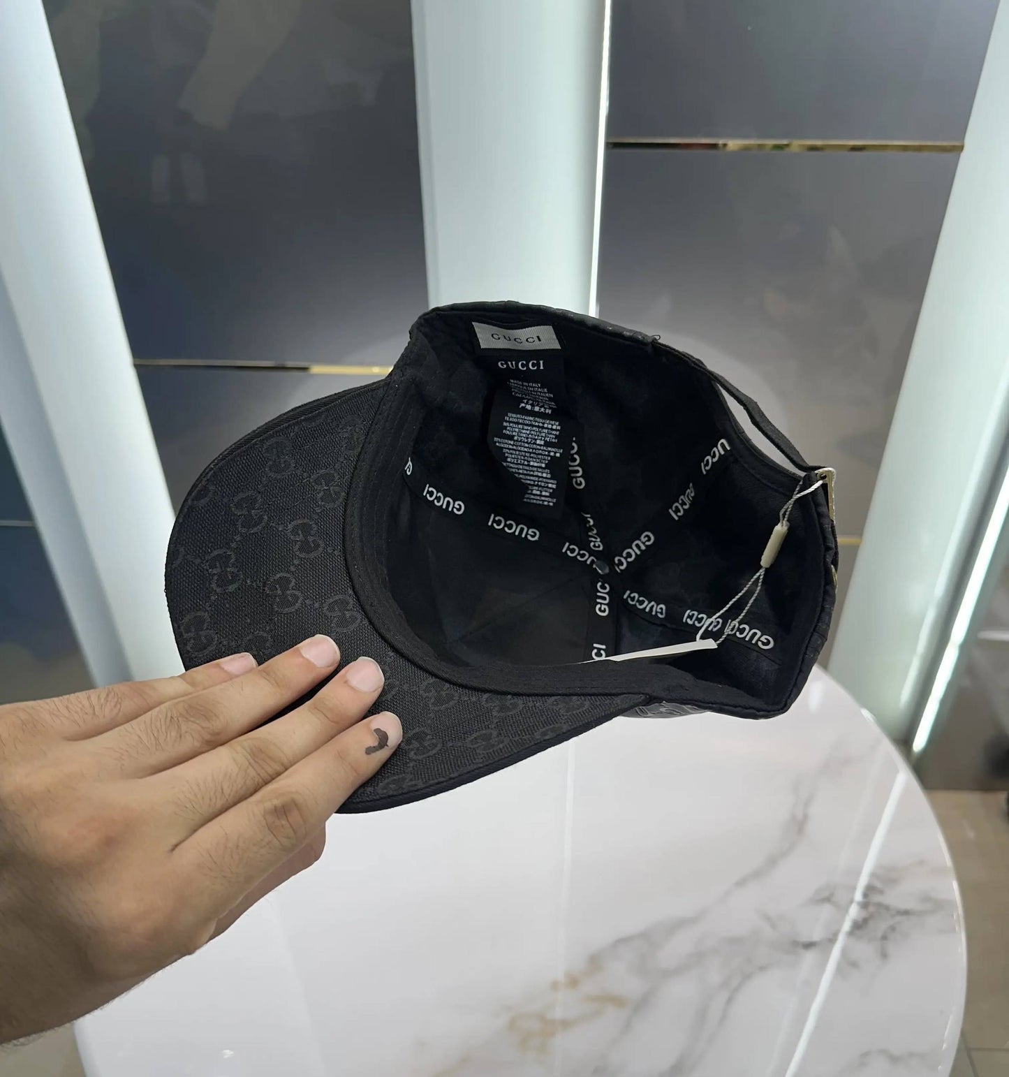 Guccii Black Monogram Premium Imported Cap