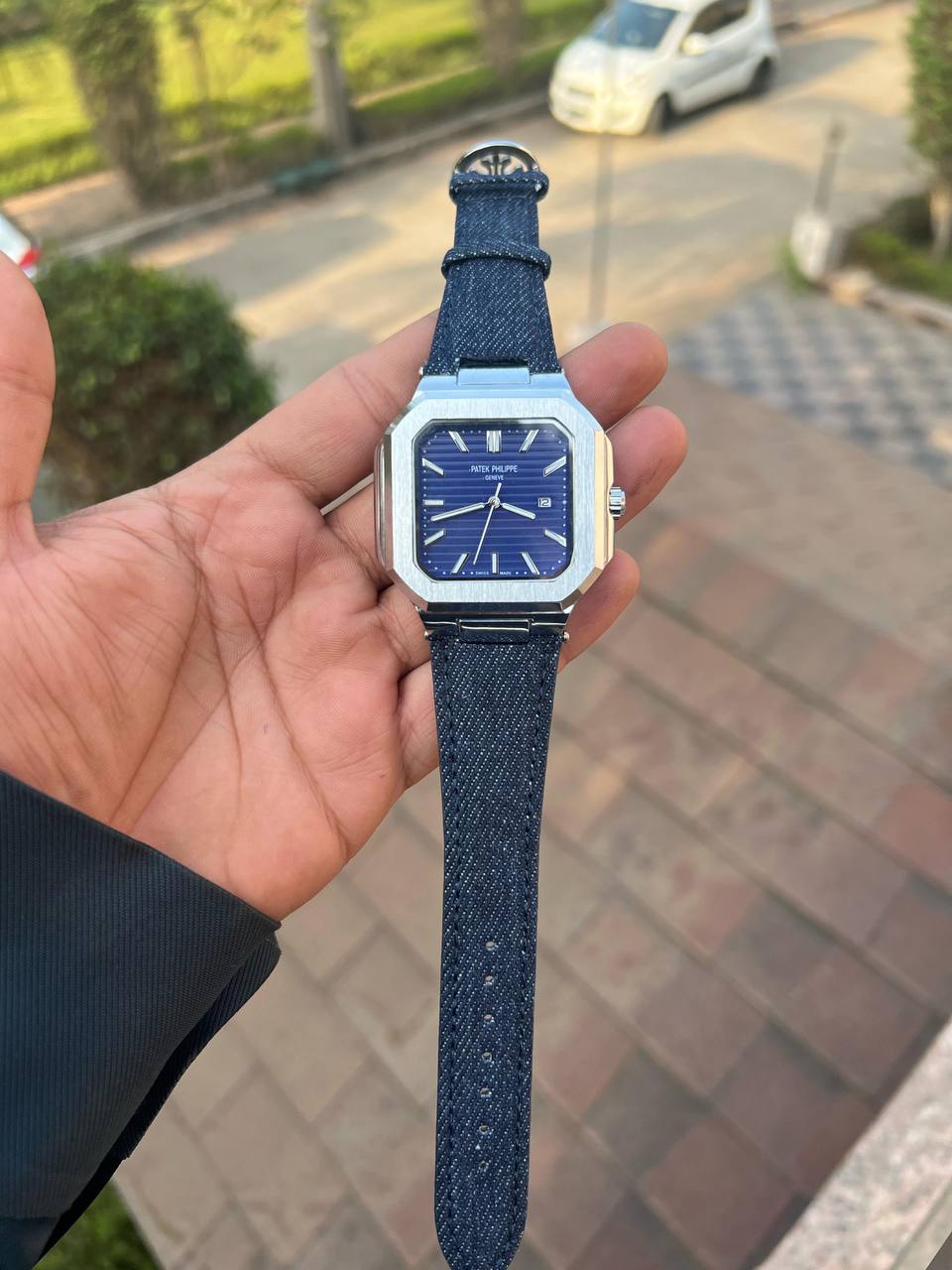 Blue Silver Leather Belt PP0789