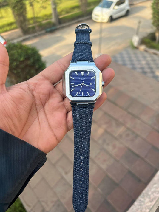 Blue Silver Leather Belt PP0789