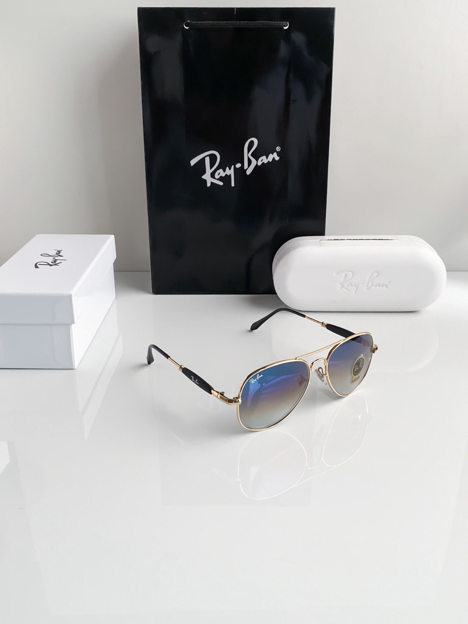 Aviator Gold Blue Shade Sunglass