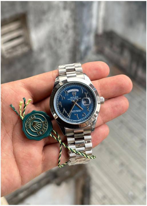 Day Date Arabic Silver DarkBlue Watch RW0321