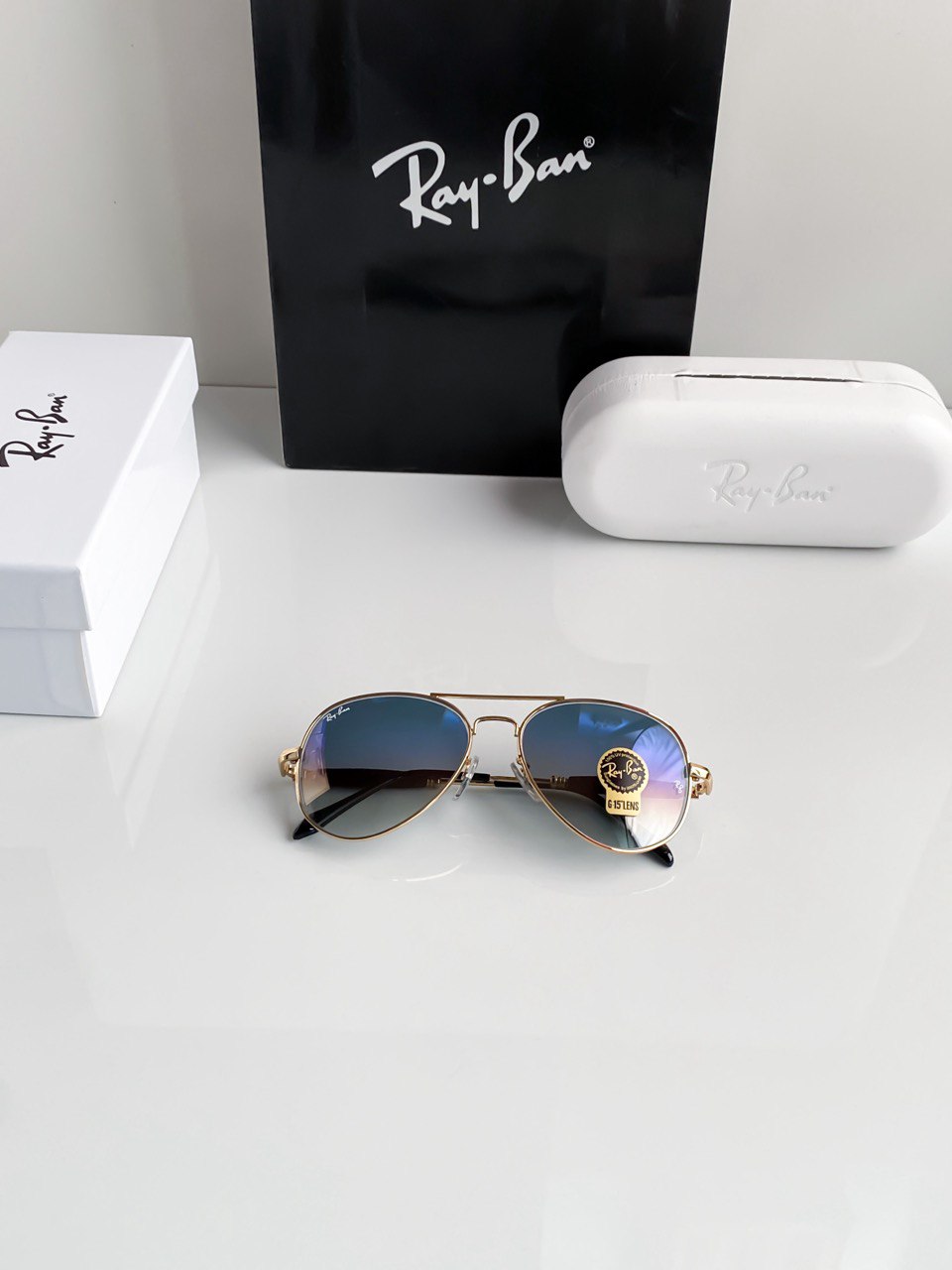 Aviator Gold Blue Shade Sunglass