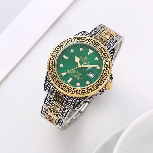 Tutone Green Rajwadi Date  watch RW0321