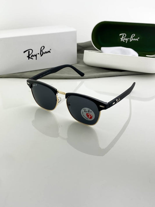 Rayban Club Master Gold Black Sunglass
