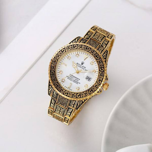 Gold White Rajwadi Date  watch RW0321