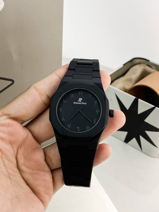 Arabic Aura Full Black Silicone Watch