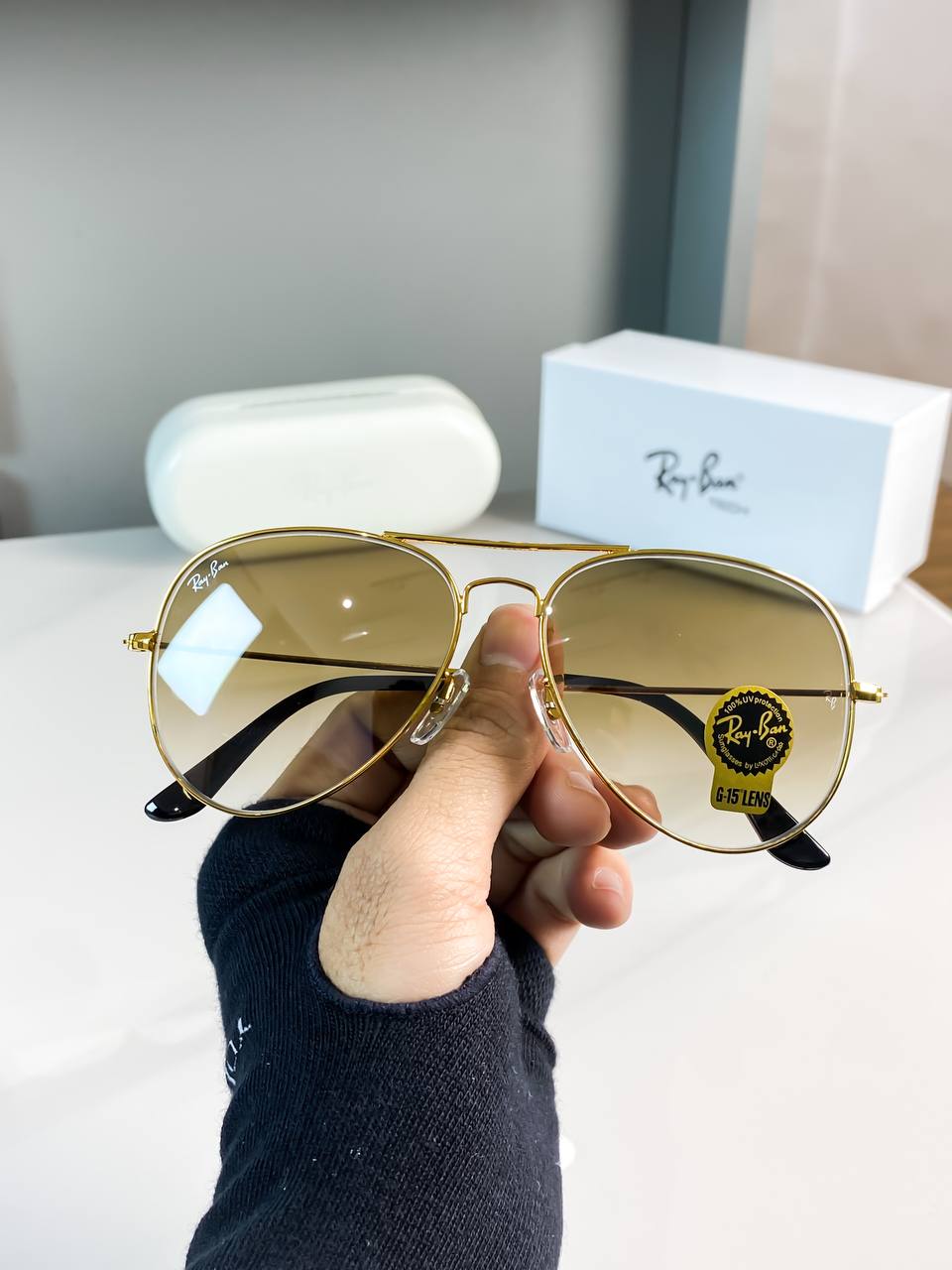 Rayban Gold Brown Sunglass