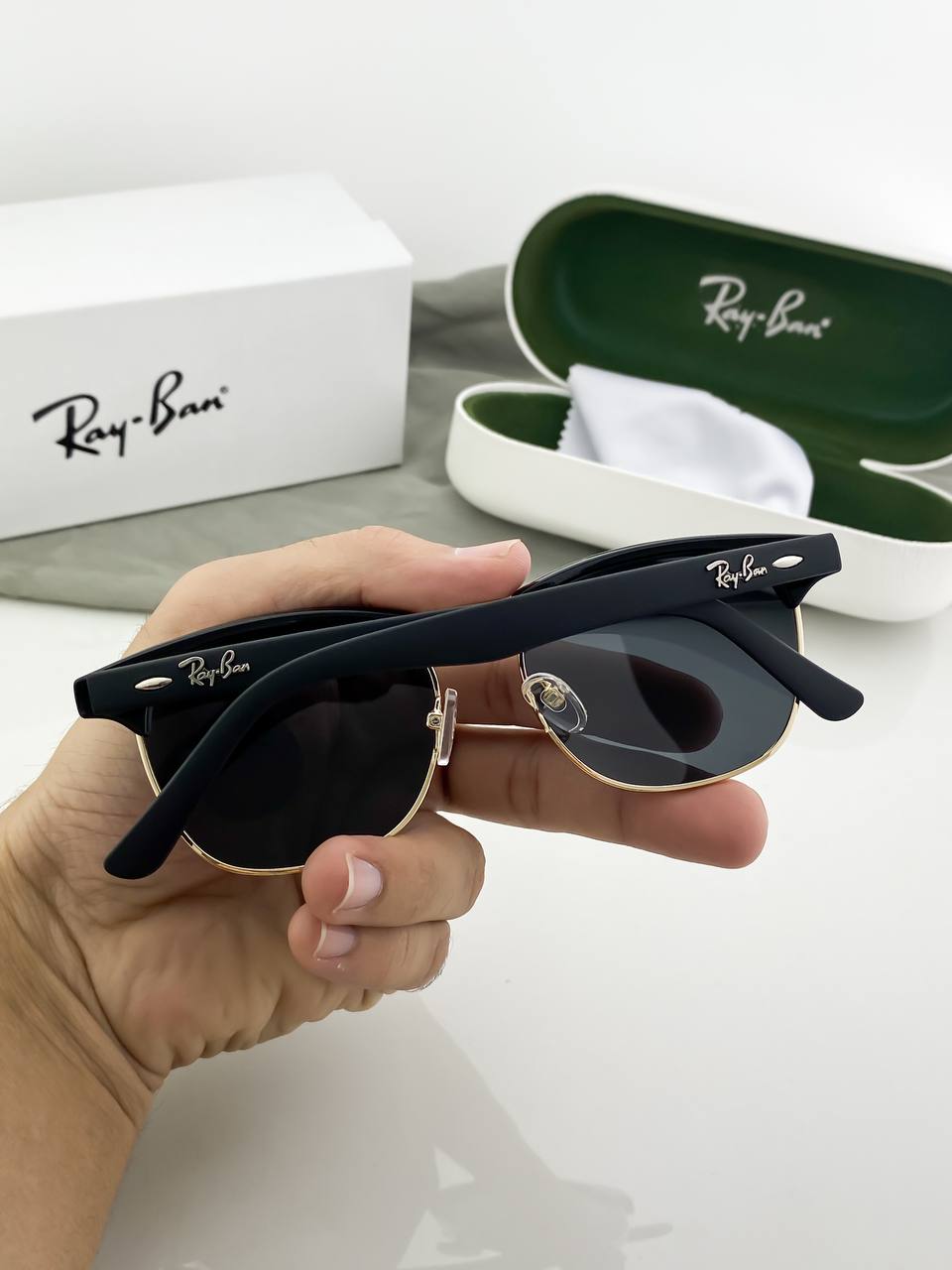 Rayban Club Master Gold Black Sunglass